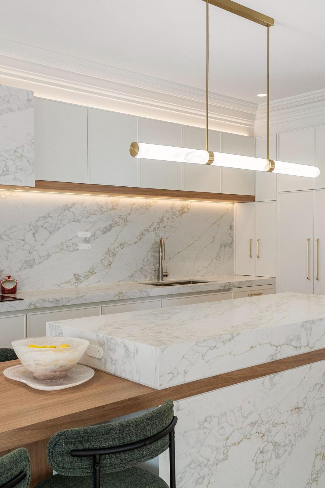 Gold Accent Marble Kitchen - Coral Kitchen
